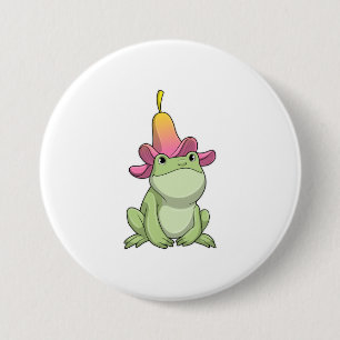 Kikker met Plumeria Ronde Button 7,6 Cm