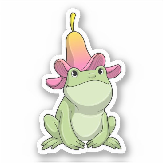 Kikker met Plumeria Sticker (Voorkant)