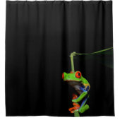 Kikker met rode, verven bomen douchegordijn (Voorkant)