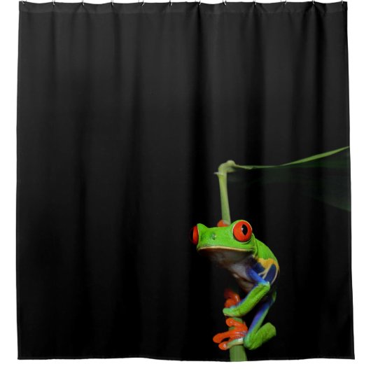 Kikker met rode, verven bomen douchegordijn (Voorkant)