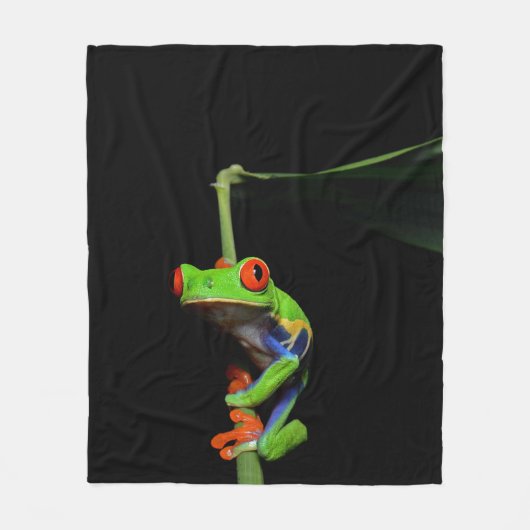 Kikker met rode, verven bomen fleece deken (Voorkant)