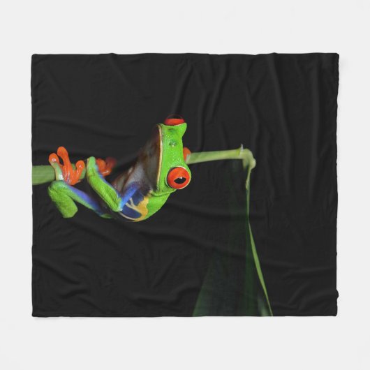 Kikker met rode, verven bomen fleece deken (Voorkant (Horizontaal))