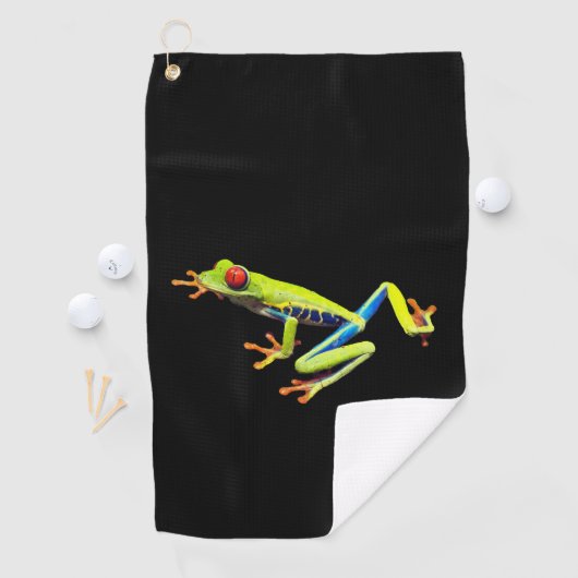 Kikker met rode, verven bomen golfhanddoek (Insitu)