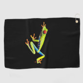 Kikker met rode, verven bomen golfhanddoek (Horizontaal)