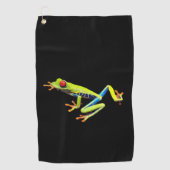 Kikker met rode, verven bomen golfhanddoek (Voorkant)