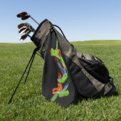 Kikker met rode, verven bomen golfhanddoek (Groen)