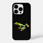 Kikker met rode, verven bomen iPhone hoesje (Achterkant)