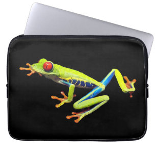 Kikker met rode, verven bomen laptop sleeve