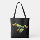 Kikker met rode, verven bomen tote bag (Achterkant)