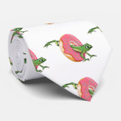 Kikker met roze ijsdonker stropdas (Opgerold)