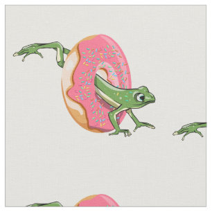 Kikker met roze ijsdonut stof