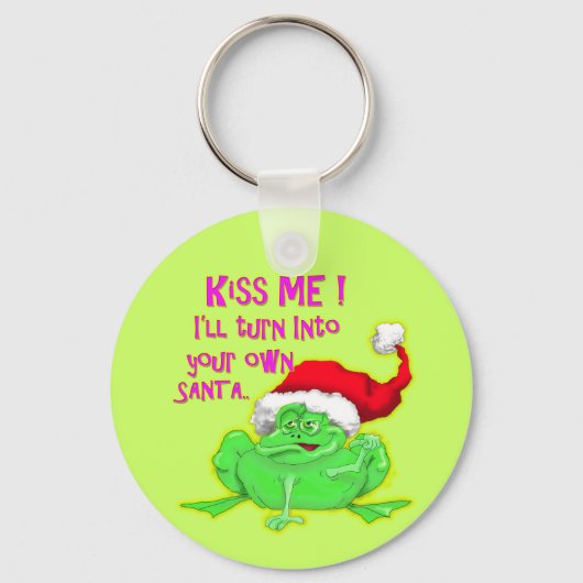 Kikker met Santa hat Funny gezegde Sleutelhanger (Voorkant)