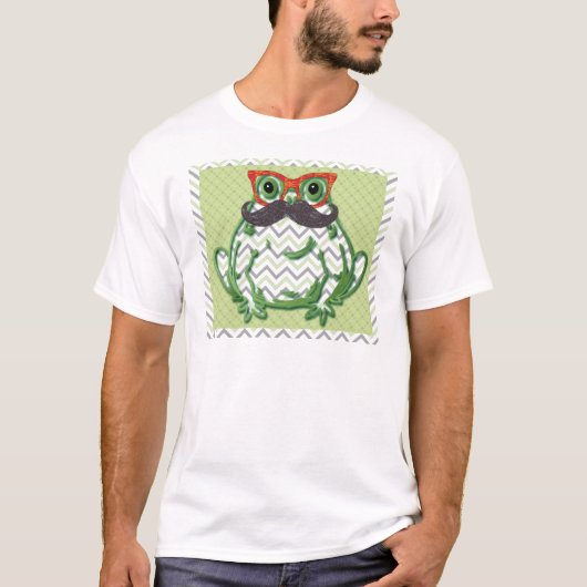 Kikker met snor en visbril van Artgeïnspireerd T-shirt (Voorkant)