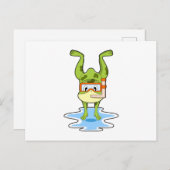 Kikker met snorkel bij het duiken briefkaart (Voorkant / Achterkant)