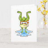 Kikker met snorkel duiken kaart (Gele Bloem)