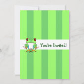 Kikker met staafboom en stripes Birthday nodigt 5x Kaart (Achterkant)