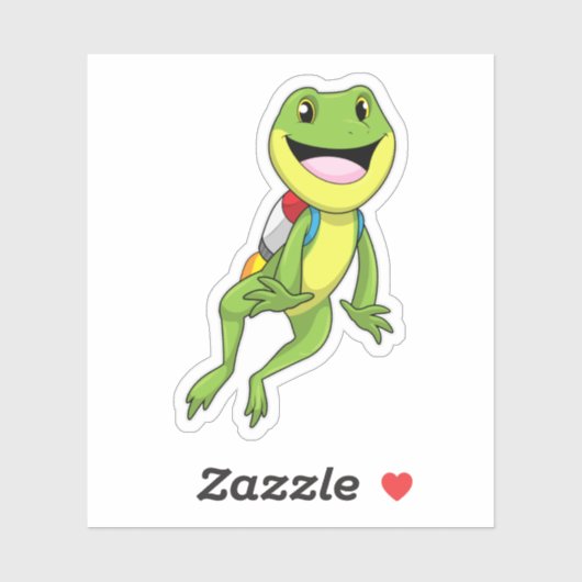 Kikker met straalrugzak sticker (Vel)