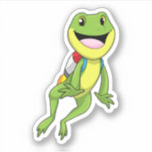 Kikker met straalrugzak sticker (Voorkant)