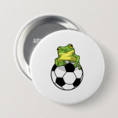 Kikker met Voetbal Ronde Button 7,6 Cm (Voorkant /achterkant)