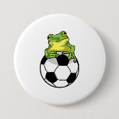 Kikker met Voetbal Ronde Button 7,6 Cm (Voorkant)
