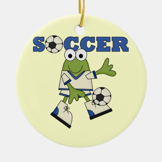 Kikker met Voetbal T-shirts en cadeautjes Keramisch Ornament (Voorkant)