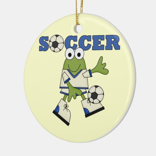 Kikker met Voetbal T-shirts en cadeautjes Keramisch Ornament (Links)