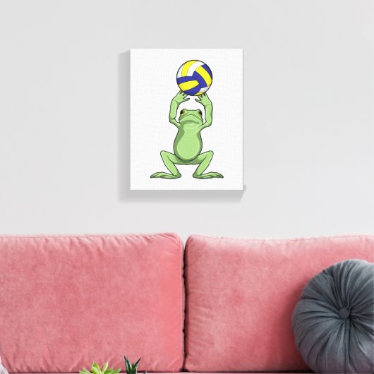 Kikker met volleybal canvas afdruk (Insitu (Woonkamer))