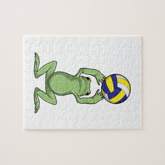 Kikker met volleybal legpuzzel (Horizontaal)