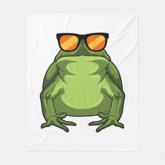 Kikker met zonnebril fleece deken (Voorkant)