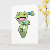 Kikker met zweetband aan het hardlopen kaart (Gele Bloem)