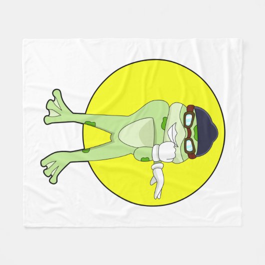 Kikker met zwembril fleece deken (Voorkant (Horizontaal))