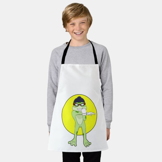 Kikker met zwembril schort (Gedragen)