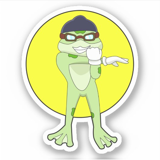 Kikker met zwembril sticker (Voorkant)