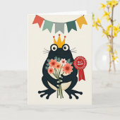 Kikker Moederdag kaart (Gele Bloem)