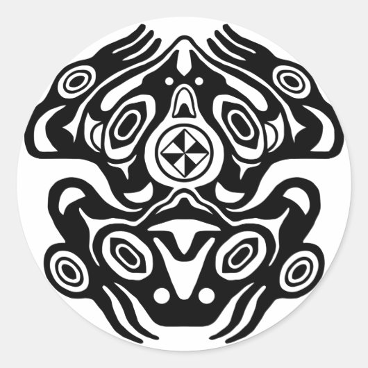 Kikker Native American Design Ronde Sticker (Voorkant)