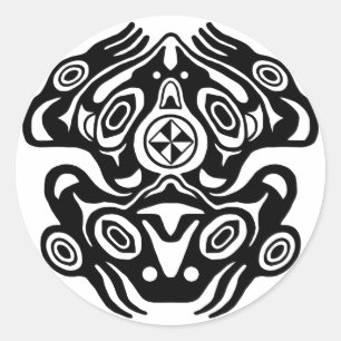 Kikker Native American Design Ronde Sticker