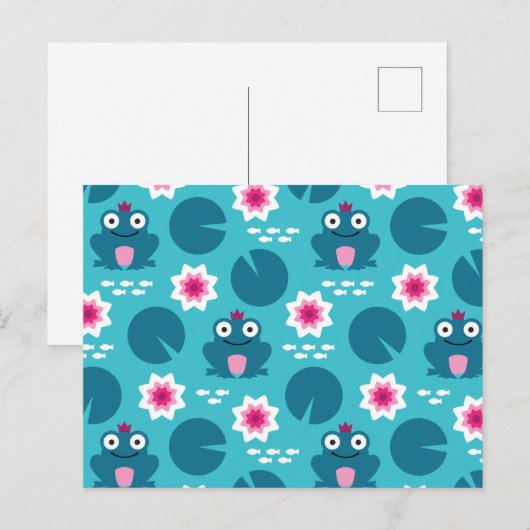 Kikker & Nenuphar naadloos patroonpatroon Briefkaart (Voorkant / Achterkant)