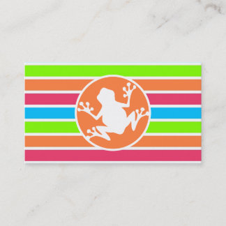 Kikker; Neon Oranje roze blauwe strepen Visitekaartje