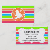 Kikker; Neon Oranje roze blauwe strepen Visitekaartje (Voorkant / Achterkant)