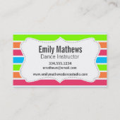 Kikker; Neon Oranje roze blauwe strepen Visitekaartje (Achterkant)