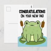 Kikker Nieuw Thuis Kussen Gefeliciteerd Briefkaart (Voorkant / Achterkant)