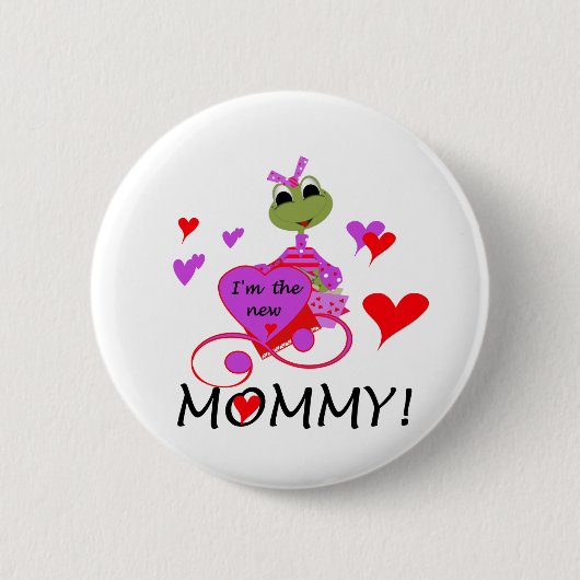 Kikker nieuwe mammie T-shirts en cadeautjes Ronde Button 5,7 Cm (Voorkant)
