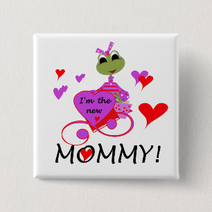 Kikker nieuwe mammie T-shirts en cadeautjes Vierkante Button 5,1 Cm