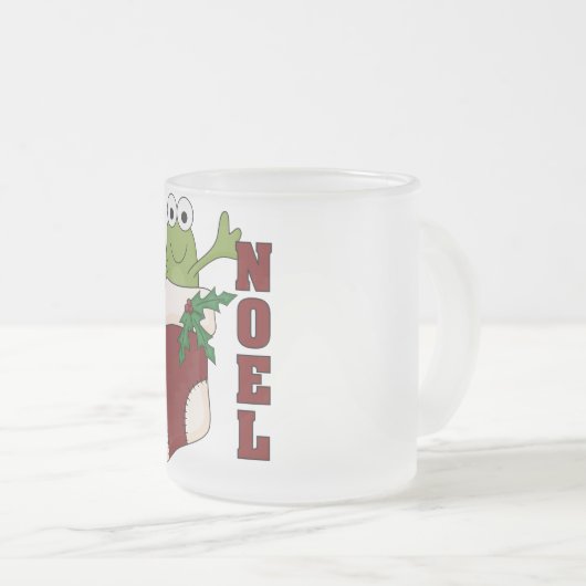 Kikker Noel Vakantie Tshirts en geschenken Matglas Koffiemok (Voorkant rechts)