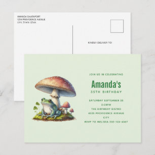 Kikker Onder een Paddenstoel Schattige Natuur Verj Uitnodiging Briefkaart