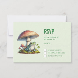 Kikker onder een paddestoel Cute Natuur Bruiloft RSVP Kaartje
