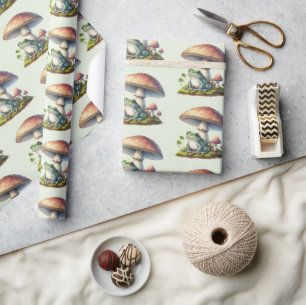 Kikker onder een paddestoel Cute natuurpatroon Cadeaupapier