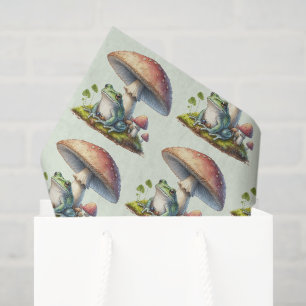 Kikker onder een paddestoel Cute natuurpatroon Tissuepapier