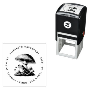 Kikker onder een paddestoel Schattig adres Zelfinktende Stempel