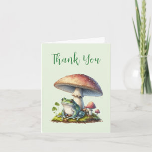 Kikker onder een paddestoel Schattige natuur Bedankkaart